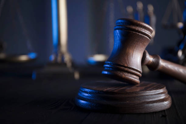 istock Judge striking the mallet, law and justice concept 669163538