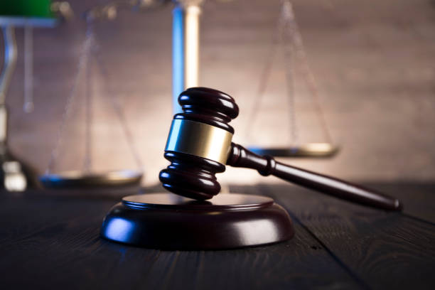 istock Judge striking the mallet, law and justice concept 669163744