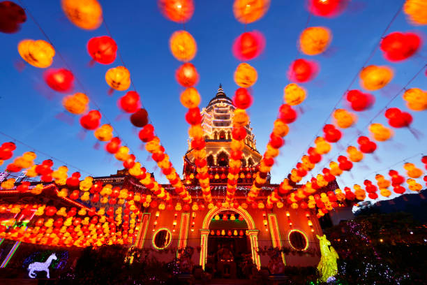 istock Penang Kek LoK Si Temple at night 669173854