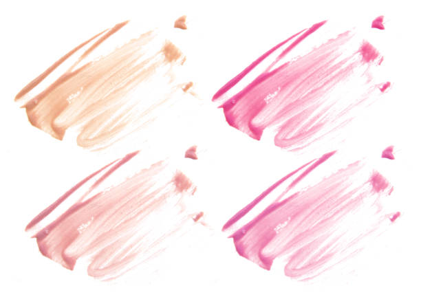 istock Collection of smudged lipsticks isolated on white 669176660