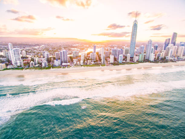 istock Surfers Paradise skyline aerial image at sunset 669180682