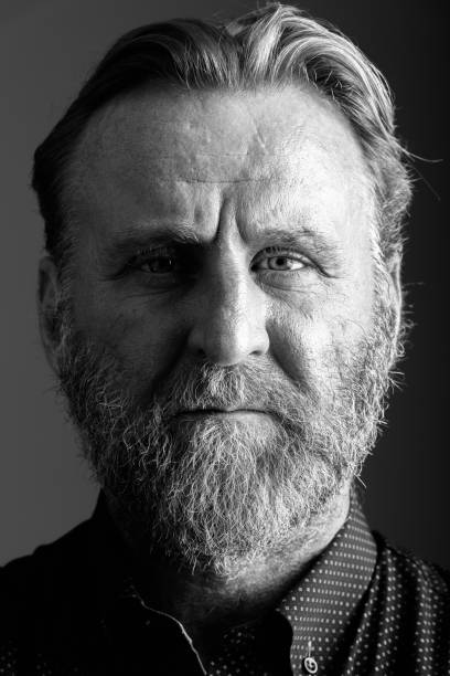 istock Face of mature bearded man in black and white 669181084