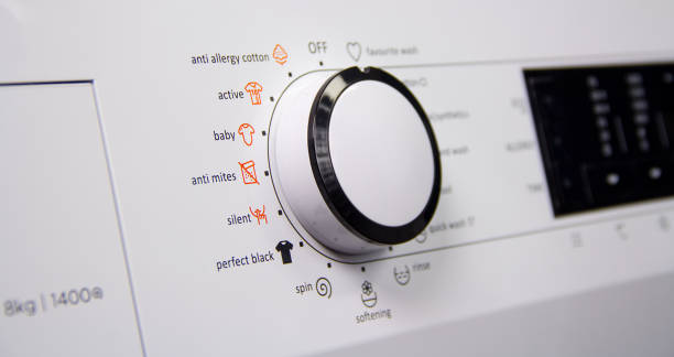 istock Close up on hand wash button on control panel of washing machine 669194054