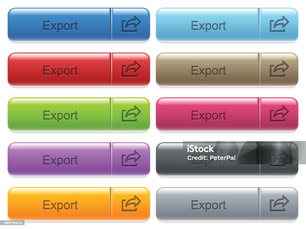 Export Table Button Icon Design Example Export Captioned Menu Button Set Stock Illustration - Download Image ...