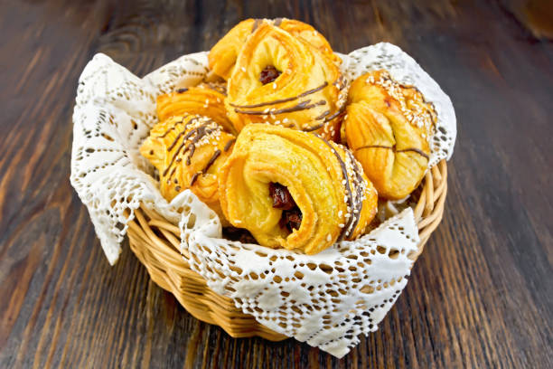 istock Cookies with dates in basket on dark board 669200428