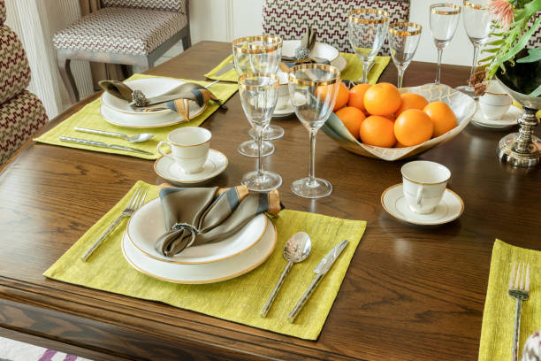 istock elegant table set in modern style dining room interior 669227102