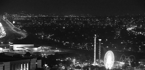 Tel Aviv night view in black and white