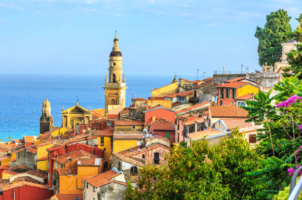 istock Menton view with sea and church 669236782