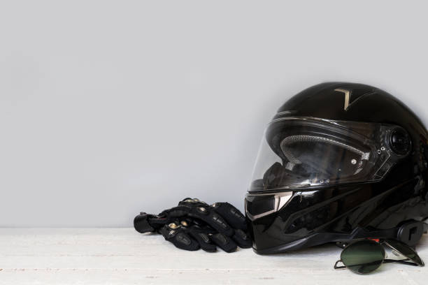 istock Outfit of Biker and accessories with copy space 669237050