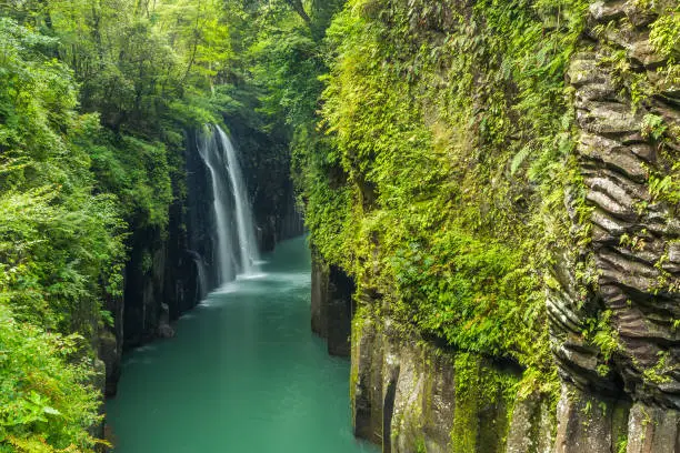 Photo of Takachiho gorge and waterfall in Miyazaki, Kyushu, Japan
