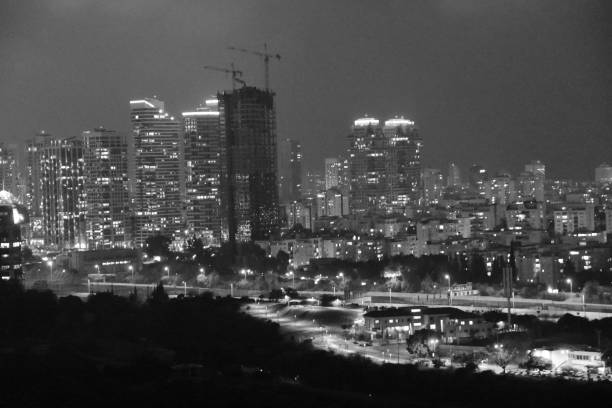istock Tel Aviv night view in black and white 669240924