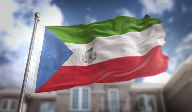 Equatorial Guinea Flag 3D Rendering on Blue Sky Building Background