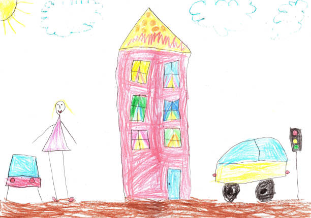 istock Child's drawing of a happy girl 669250160