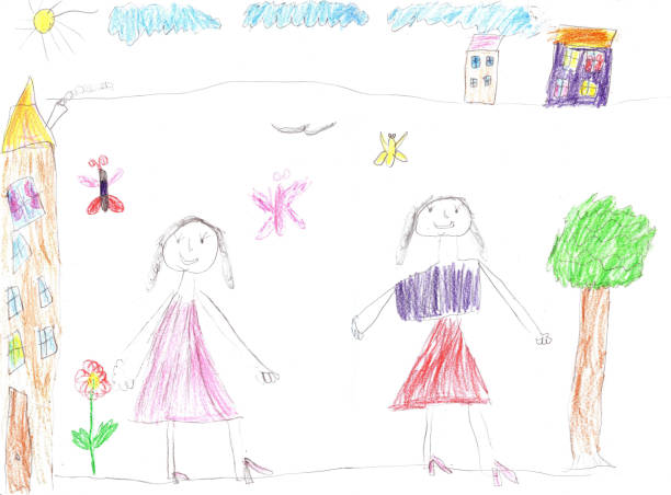 istock Child's drawing of a happy girls 669250162