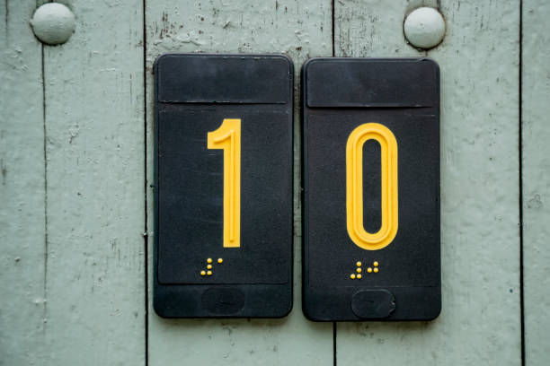 istock Door number sign plate with braille 669251088