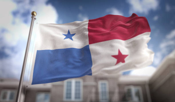 Panama Flag 3D Rendering on Blue Sky Building Background Panama Flag 3D Rendering on Blue Sky Building Background 3d panama flag stock pictures, royalty-free photos & images