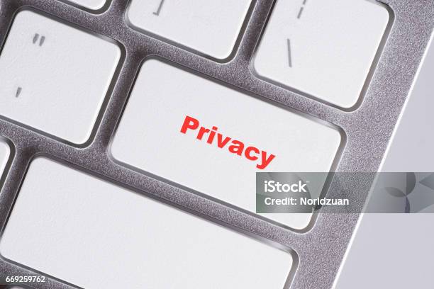 Privacy Red Words On White Keyboard Online Education And Business Concept Stock Photo - Download Image Now