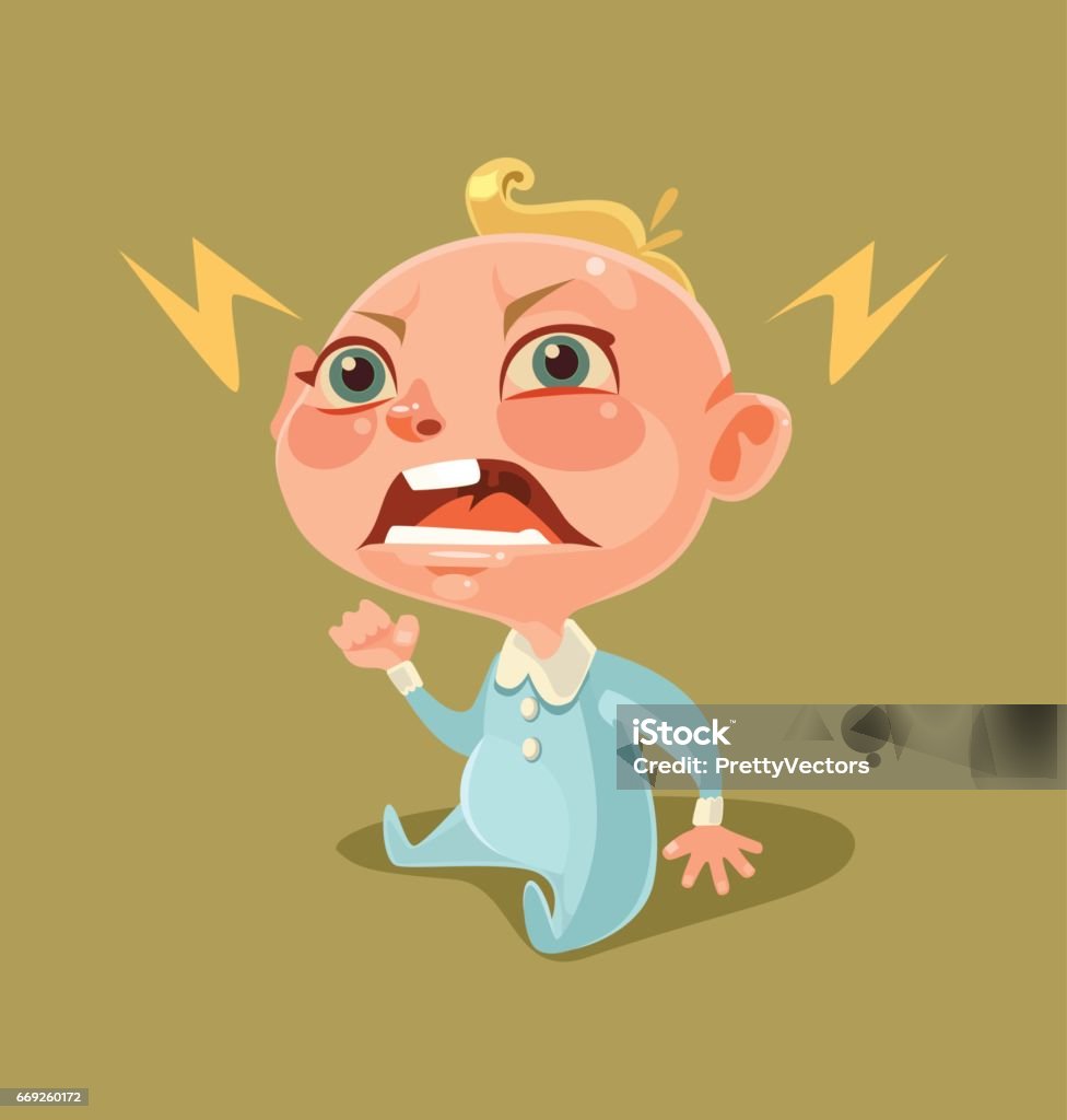 Angry Unhappy Naughty Little Child Character Screaming And Crying Stock  Illustration - Download Image Now - iStock
