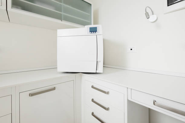 istock Dentist's cabinet: a sterilizing autoclave for surgical tools 669264234