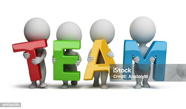 3d Small People Team Stock Illustration - Download Image Now - Abstract, Adult, Business