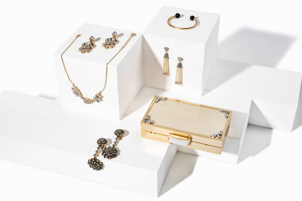 Jewelry set isolated on white boxes