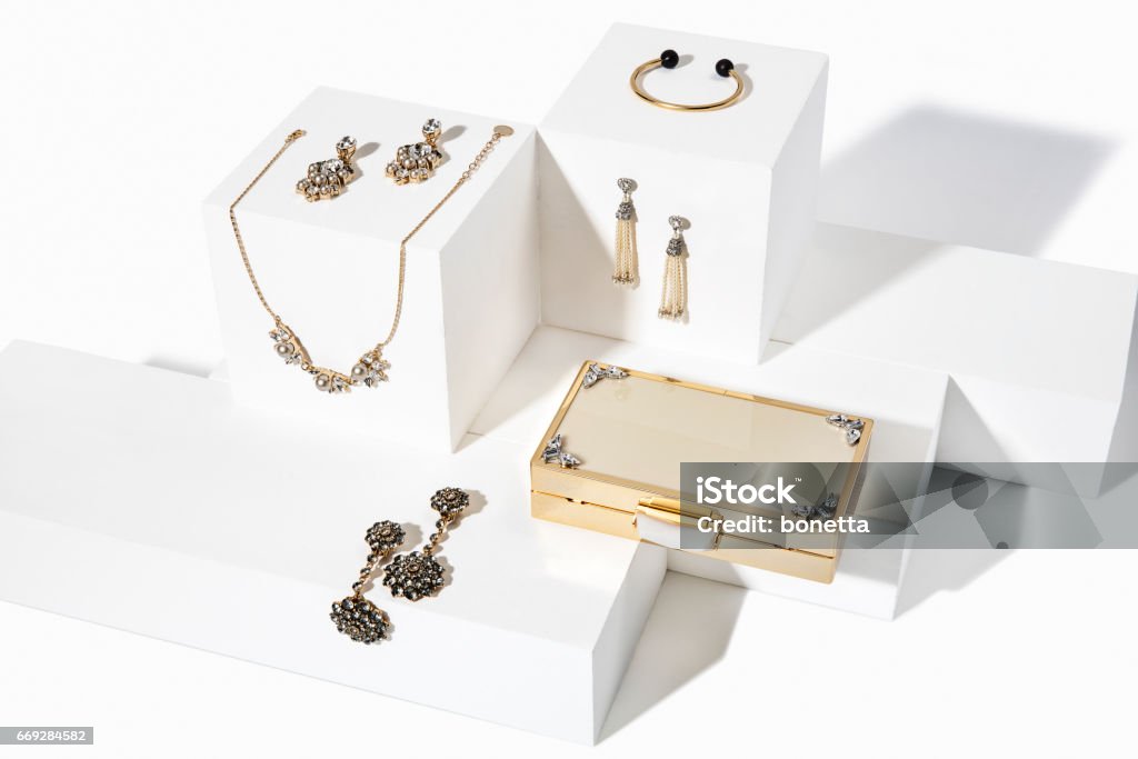 Jewelry set isolated on white boxes Jewelry set isolated on white boxes ( with clipping path) Jewelry Stock Photo