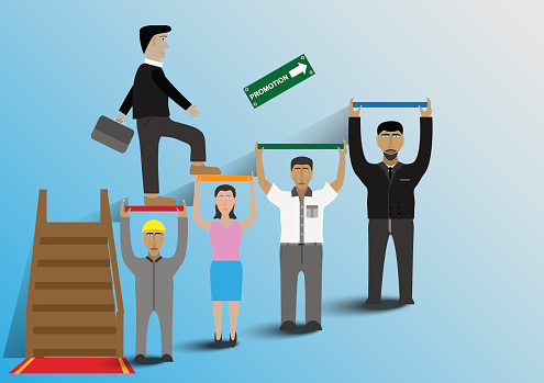 Walk In Promotions Concept And Idea Employee Walk To Promotion Stock Illustration ...