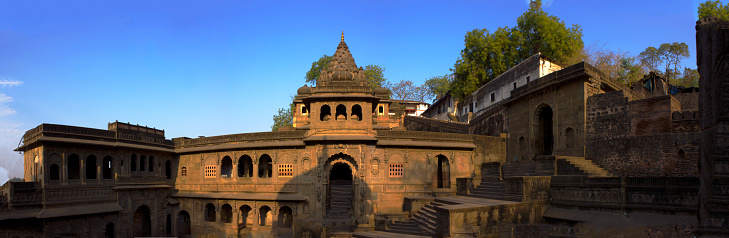 Maheshwar is a small religious and historical town in India. It's considered a sacred place in Hindu religion and is famous for it's Ghats and fort. Maheshwar town was built by Rani Ahilyabai Holkar on the banks of river Narmada. It was the capital of the Malwa during the Maratha Holkar reign till1818, when the capital was shifted to Indore  by King.