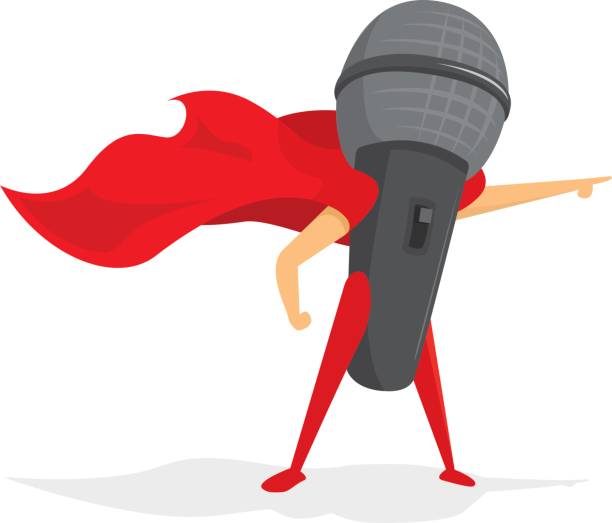 Microphone Super Hero Saving The Day Stock Illustration - Download Image  Now - Arts Culture and Entertainment, Attitude, Audio Equipment - iStock
