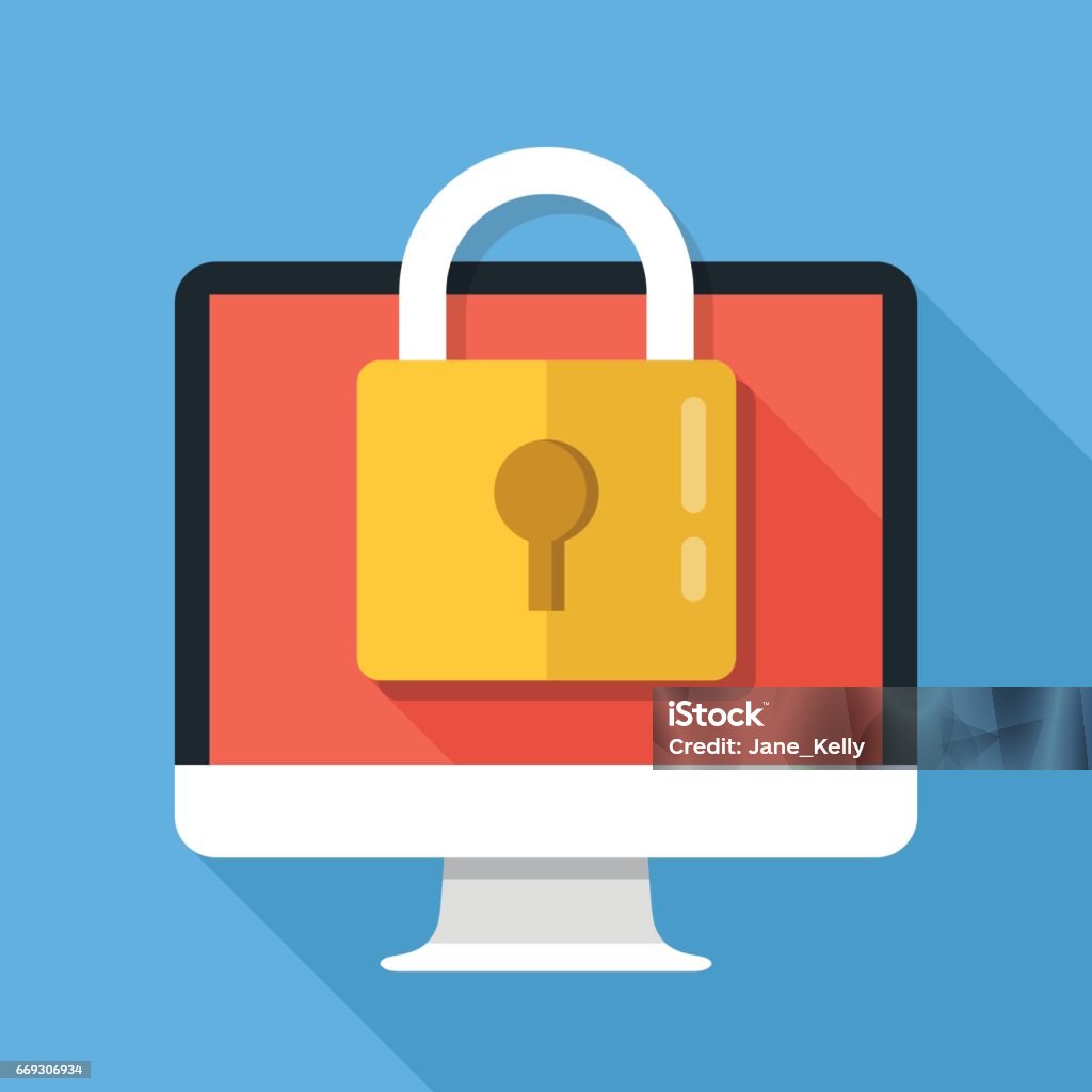 Computer Is Locked Desktop Computer And Lock On Screen Computer Security Cyber Security ...