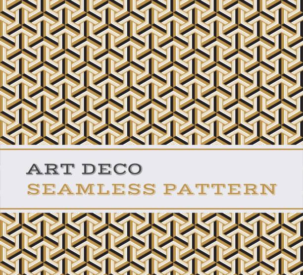 Art Deco seamless pattern  black white and gold colours 05 Art Deco seamless pattern with black white and gold colours 1930s style stock illustrations