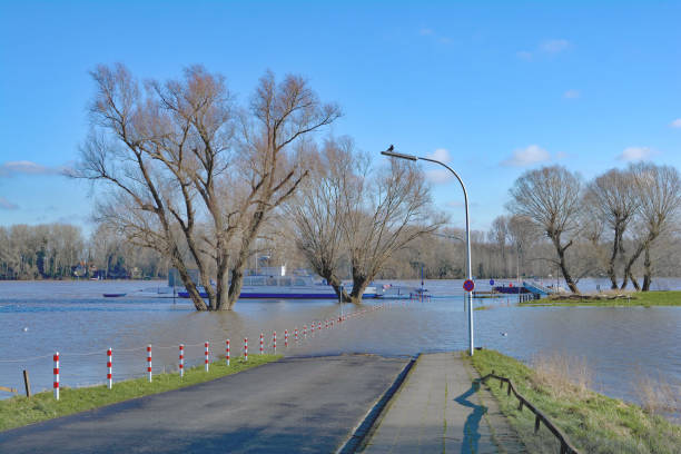 istock Rhine-Ferry by Flood at Rhine River,Duesseldorf,Germany 669318432
