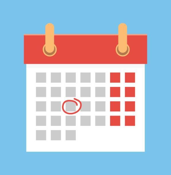 Calendar with important date Calendar with important date. Vector flat cartoon illustration calendar date circled stock illustrations