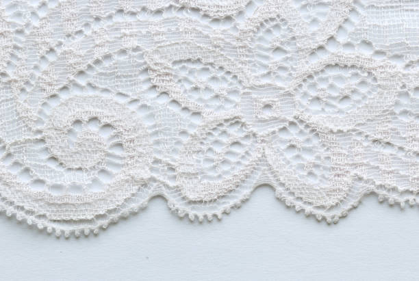 istock The macro shot of the white lace texture material 669319982