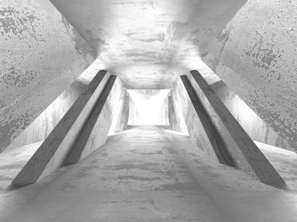 istock Dark basement empty room interior. Concrete walls 669332972