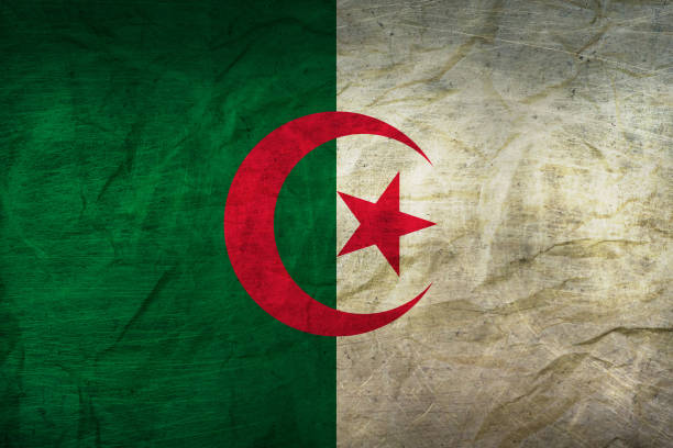 The Algerian Flag on a sheet of old Paper