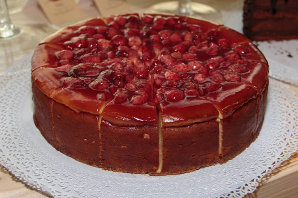 istock Fresh Red Cake with Strawberry, Jam and Fruit Jelly 669340392