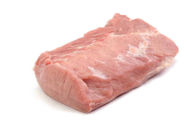istock Raw pork chop meat isolated on white background 669349200
