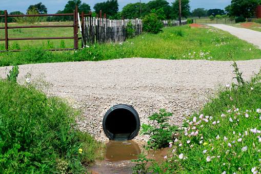 New culvert under small country side gravel road