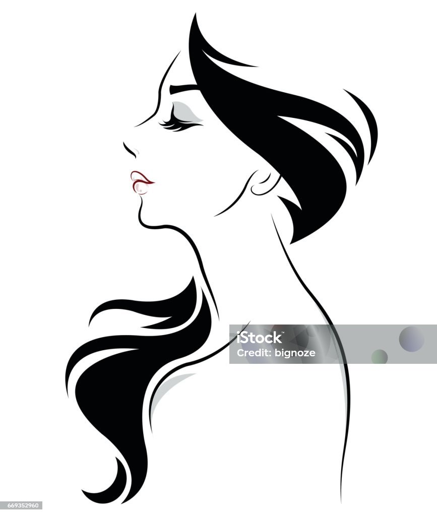 Women Long Hair Style Icon Logo Women Stock Illustration - Download Image  Now - Logo, Teenage Girls, Human Face - iStock