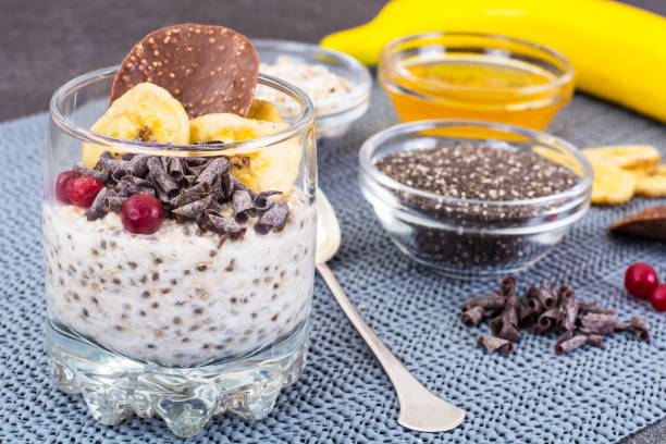 istock Oatmeal with chia seeds, cranberries and chocolate 669364140