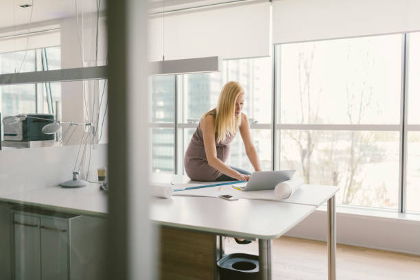 istock Pregnant woman working in office 669366998