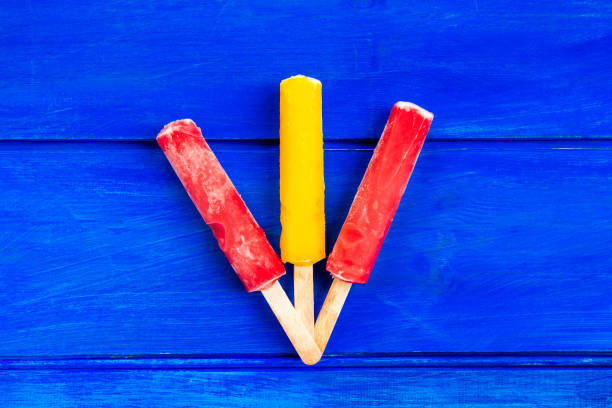Bright Ice Popsicles made from Lemon, Pineapple, Berries
