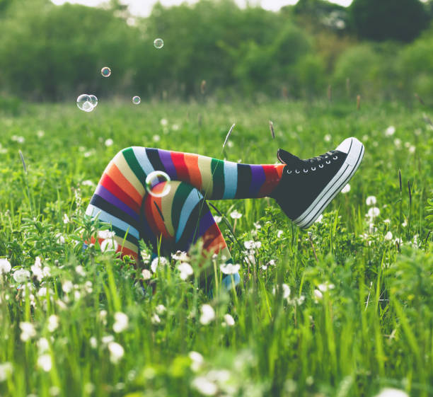 Enjoying in springtime Enjoying in springtime sock photos stock pictures, royalty-free photos & images
