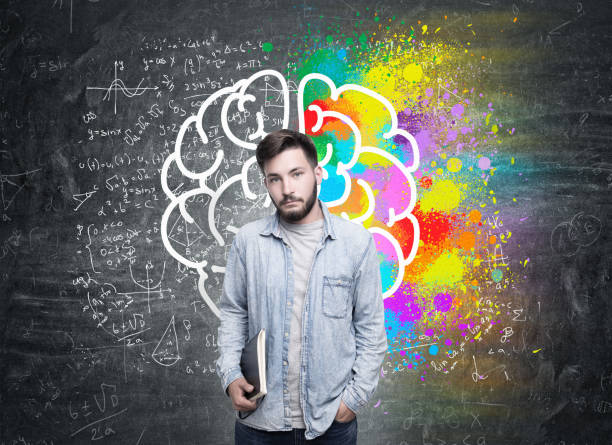 istock Guy in jeans shirt and brain sketch 669384698