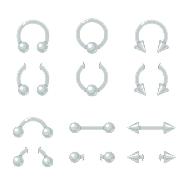 piercing schmuck-set - piercing stock-grafiken, -clipart, -cartoons und -symbole