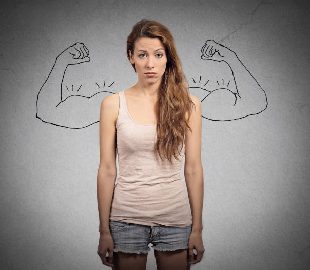 istock powerful girl reality vs ambition wishful thinking concept. Human face expressions, emotions 669402548