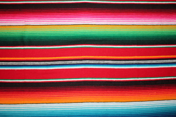 Mexico traditional cinco de mayo rug poncho fiesta background with stripes copy space stock photo