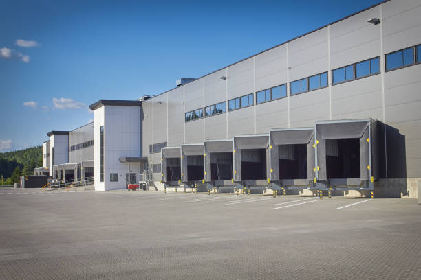 Loading Dock Bay Doors at Warehouse stock photo