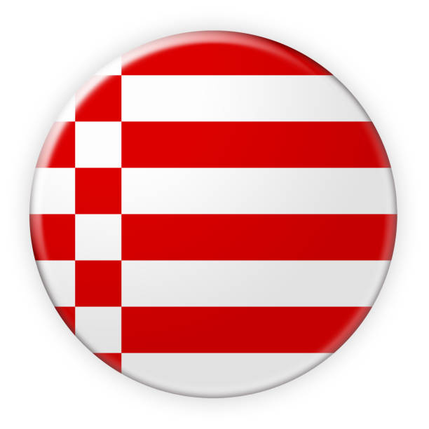 Germany Federal State Button: Bremen Flag Badge, 3d illustration on white background